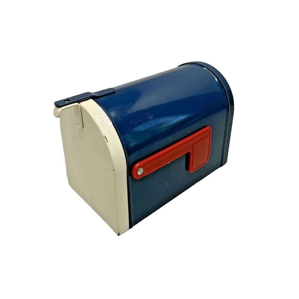 Vintage MidCentury USPS Tin Litho Bank,House Mailbox Design W/Flag-Very Good
